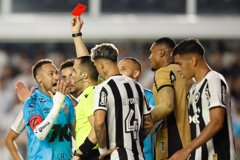 Neymar sent off for attempting to score Maradona-style Hand of God goal Neymar sent off for attempting to score Maradona-style Hand of God goal