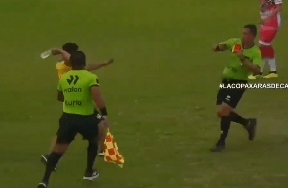 Incredible moment referee KOs losing coach with karate kick to the face Incredible moment referee KOs losing coach with karate kick to the face