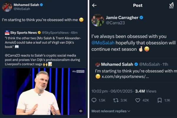 Mo Salah sends Jamie Carragher cheeky ‘obsessed’ response after contract message Mo Salah sends Jamie Carragher cheeky ‘obsessed’ response after contract message