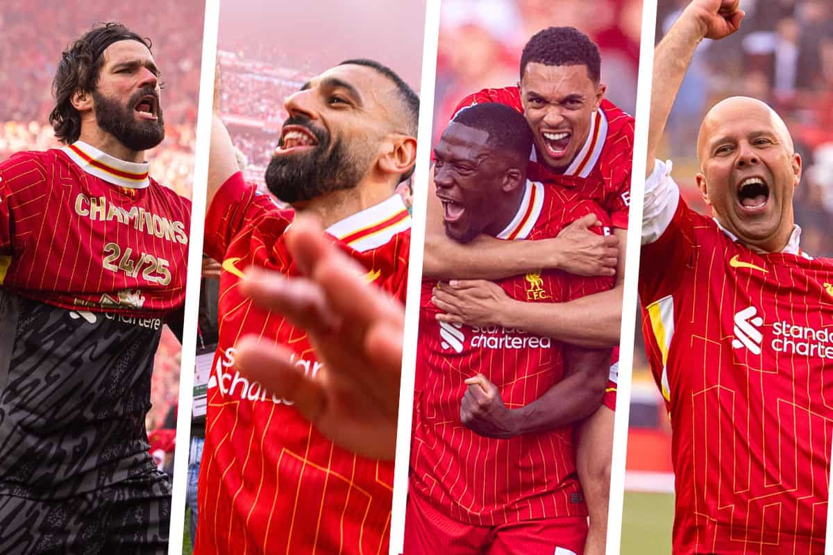 Liverpool’s full-time title celebrations: Slot dancing, YNWA, ball boys & more! Liverpool’s full-time title celebrations: Slot dancing, YNWA, ball boys & more!