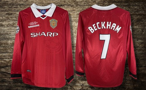 1999 Manchester United Home Long Sleeve Jersey, UCL Badge – DAVID BECKHAM#7 1999 Manchester United Home Long Sleeve Jersey, UCL Badge – DAVID BECKHAM#7