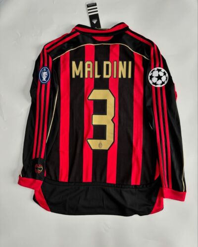 Ac Milan 2006/07 Maldini UCL home long sleeve retro soccer jersey Ac Milan 2006/07 Maldini UCL home long sleeve retro soccer jersey