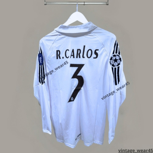Roberto Carlos #3 Real Madrid jersey 2005/2006 Long Sleeve White Retro Size S Roberto Carlos #3 Real Madrid jersey 2005/2006 Long Sleeve White Retro Size S
