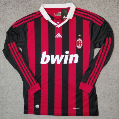 AC Milan 2009/10 Home Ronaldinho #80 Retro Long Sleeve Soccer Futbol Jersey M AC Milan 2009/10 Home Ronaldinho #80 Retro Long Sleeve Soccer Futbol Jersey M