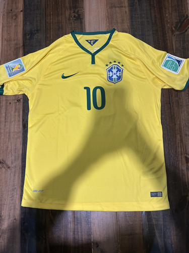 2014 Brazil Jersey #10 Neymar Size Large With Patches 2014 Brazil Jersey #10 Neymar Size Large With Patches