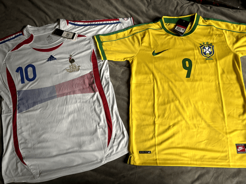 NEW SOCCER JERSEY LOT Ronaldo Brazil Zidane France Men’s Size Large NEW SOCCER JERSEY LOT Ronaldo Brazil Zidane France Men’s Size Large