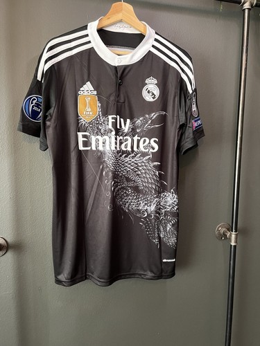 2014/15 Adidas Real Madrid Jersey Ronaldo #7 Away Black Dragon UCL Patches 2014/15 Adidas Real Madrid Jersey Ronaldo #7 Away Black Dragon UCL Patches
