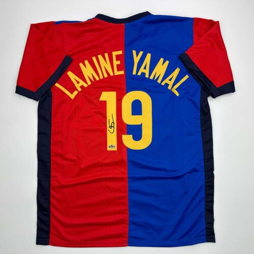 Facsimile Autographed Lamine Yamal FC Barcelona Reprint Jersey Size Men’s XL Facsimile Autographed Lamine Yamal FC Barcelona Reprint Jersey Size Men’s XL