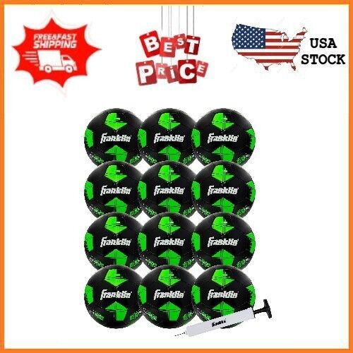 Franklin Sports Youth Soccer Balls – F-100 Size 4 – 12 Pack – Black/Green Franklin Sports Youth Soccer Balls – F-100 Size 4 – 12 Pack – Black/Green