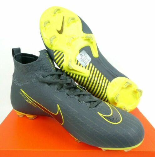 Nike Mercurial JR Superfly 6 Elite FG Flyknit ACC Gray/Yellow (AH7340-070) SZ 6Y Nike Mercurial JR Superfly 6 Elite FG Flyknit ACC Gray/Yellow (AH7340-070) SZ 6Y