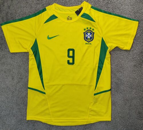 Brazil 2002 World Cup Edition Home Ronaldo #9 Soccer Retro Vintage Jersey L Brazil 2002 World Cup Edition Home Ronaldo #9 Soccer Retro Vintage Jersey L