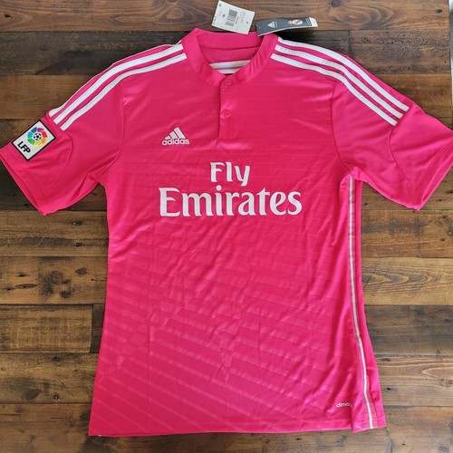 New Real Madrid Adidas Pink Away 2014/2015 Jersey Mens Medium M37315 BLANK READ New Real Madrid Adidas Pink Away 2014/2015 Jersey Mens Medium M37315 BLANK READ