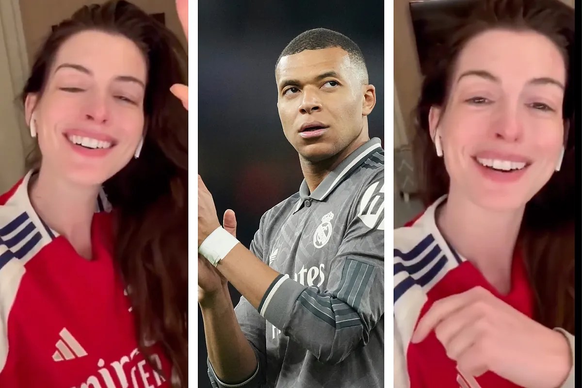 Anne Hathaway goes viral singing in support of Arsenal and can sparks anger among Real Madrid fans with this move Anne Hathaway goes viral singing in support of Arsenal and can sparks anger among Real Madrid fans with this move