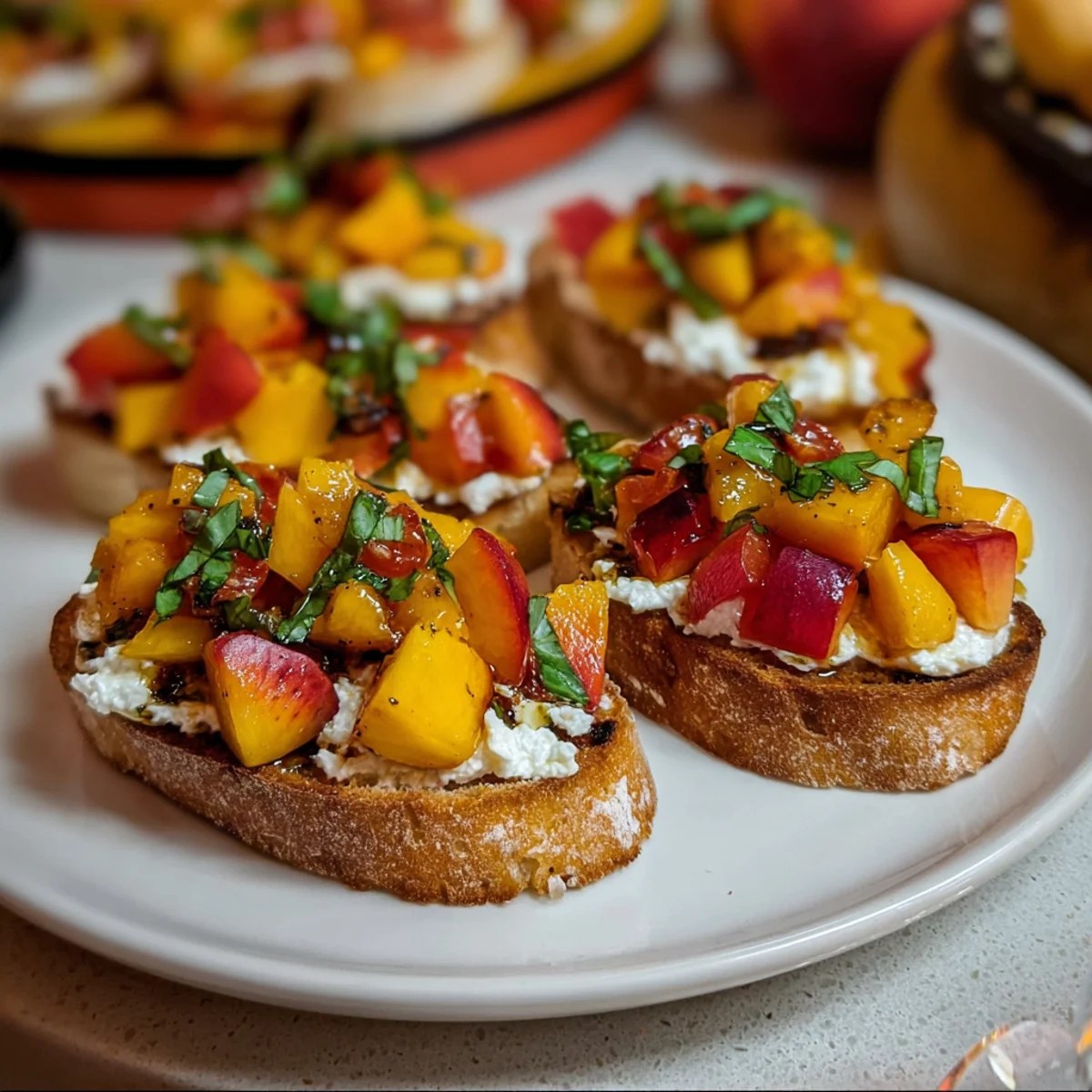 Best Peach Bruschetta With Whipped Ricotta Best Peach Bruschetta With Whipped Ricotta