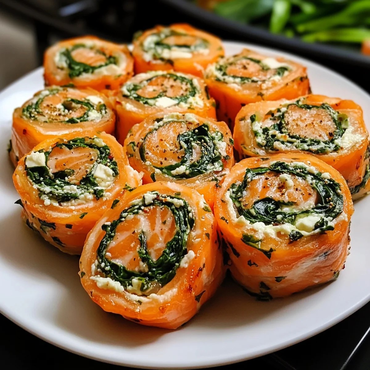 Spinach & Feta Stuffed Salmon Pinwheels Spinach & Feta Stuffed Salmon Pinwheels