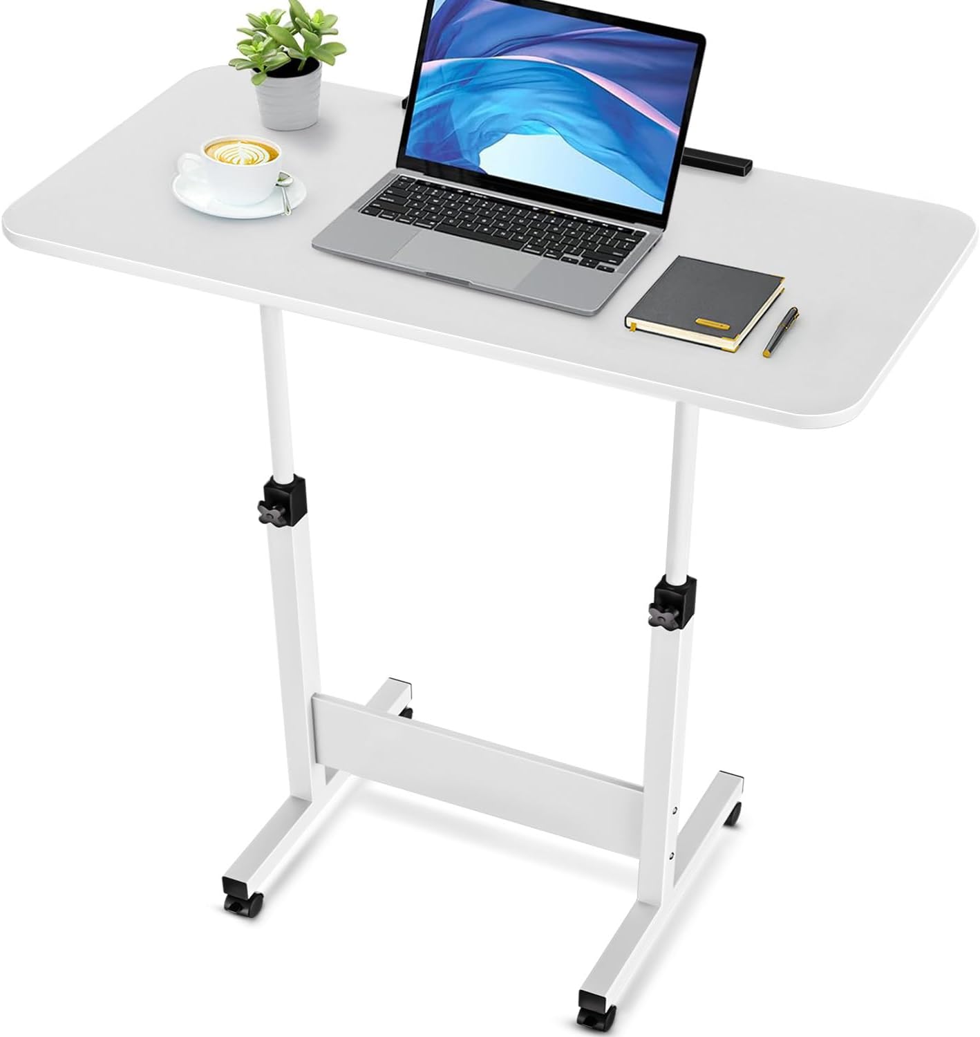 Small Standing Desk Adjustable Height, 31.5″ Portable Desk with Wheels, Tiltable Rolling Laptop Table, Mobile Sit Stand Computer Desk for Walking Pad, Treadmill, White Small Standing Desk Adjustable Height, 31.5″ Portable Desk with Wheels, Tiltable Rolling Laptop Table, Mobile Sit Stand Computer Desk for Walking Pad, Treadmill, White