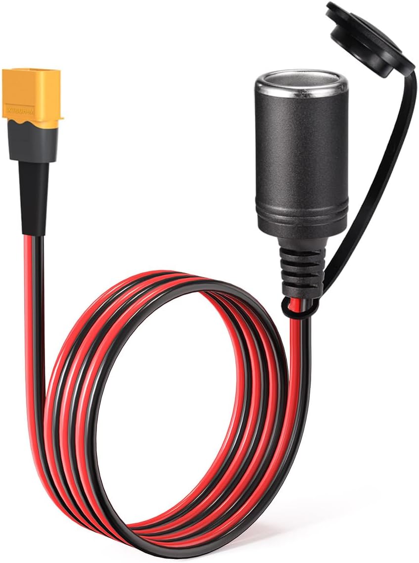 XT60 Male to Cigarette Lighter 14AWG 12V Female Cigarette Lighter Socket Connector Cable for Portable Solar Generator Power Station(5FT) XT60 Male to Cigarette Lighter 14AWG 12V Female Cigarette Lighter Socket Connector Cable for Portable Solar Generator Power Station(5FT)
