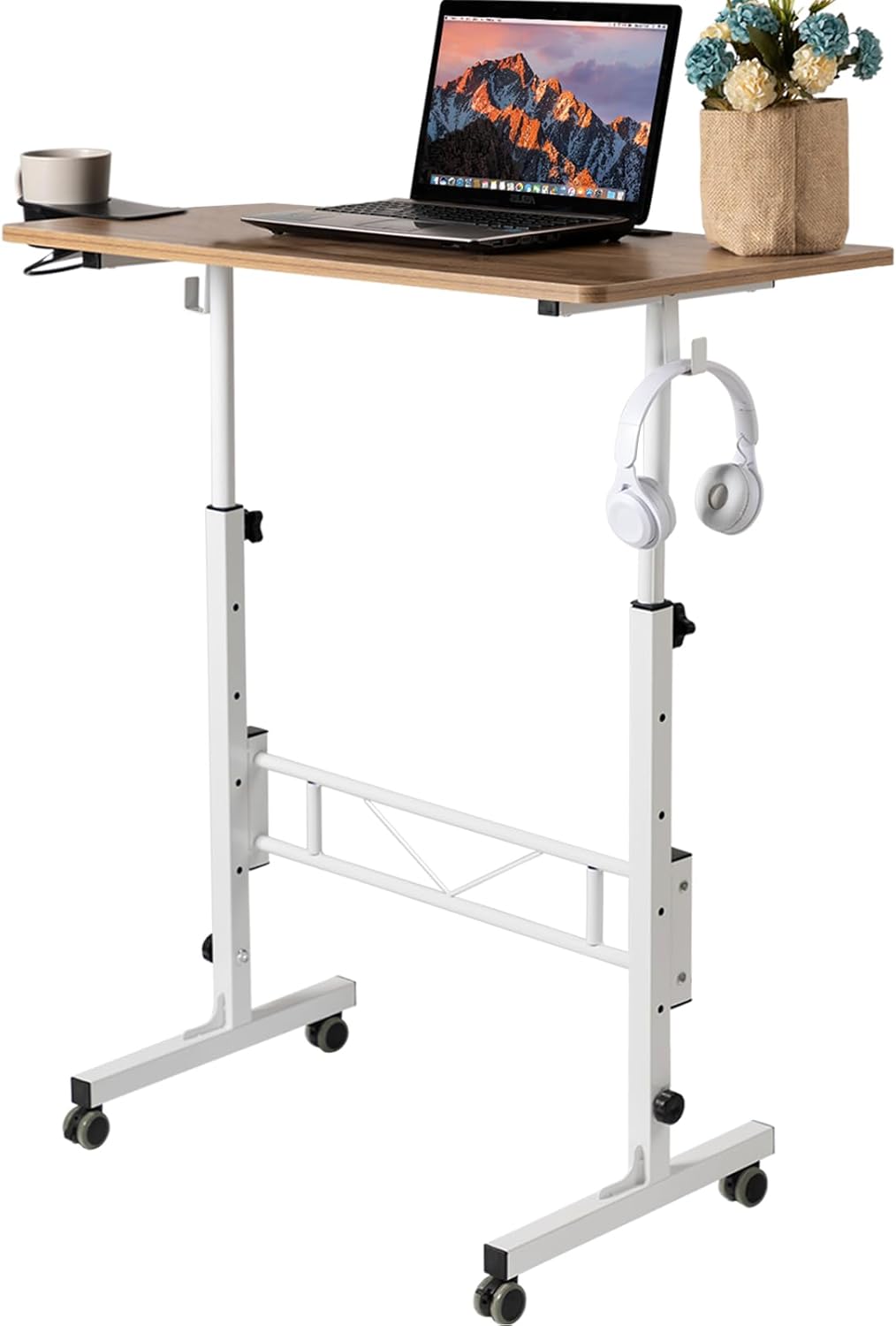 SIDUCAL Small Standing Desk Adjustable Height, Small Mobile Stand Up Desk with Wheels, Rolling Desk for Standing or Sitting, Portable Computer Desk for Walking Pad SIDUCAL Small Standing Desk Adjustable Height, Small Mobile Stand Up Desk with Wheels, Rolling Desk for Standing or Sitting, Portable Computer Desk for Walking Pad