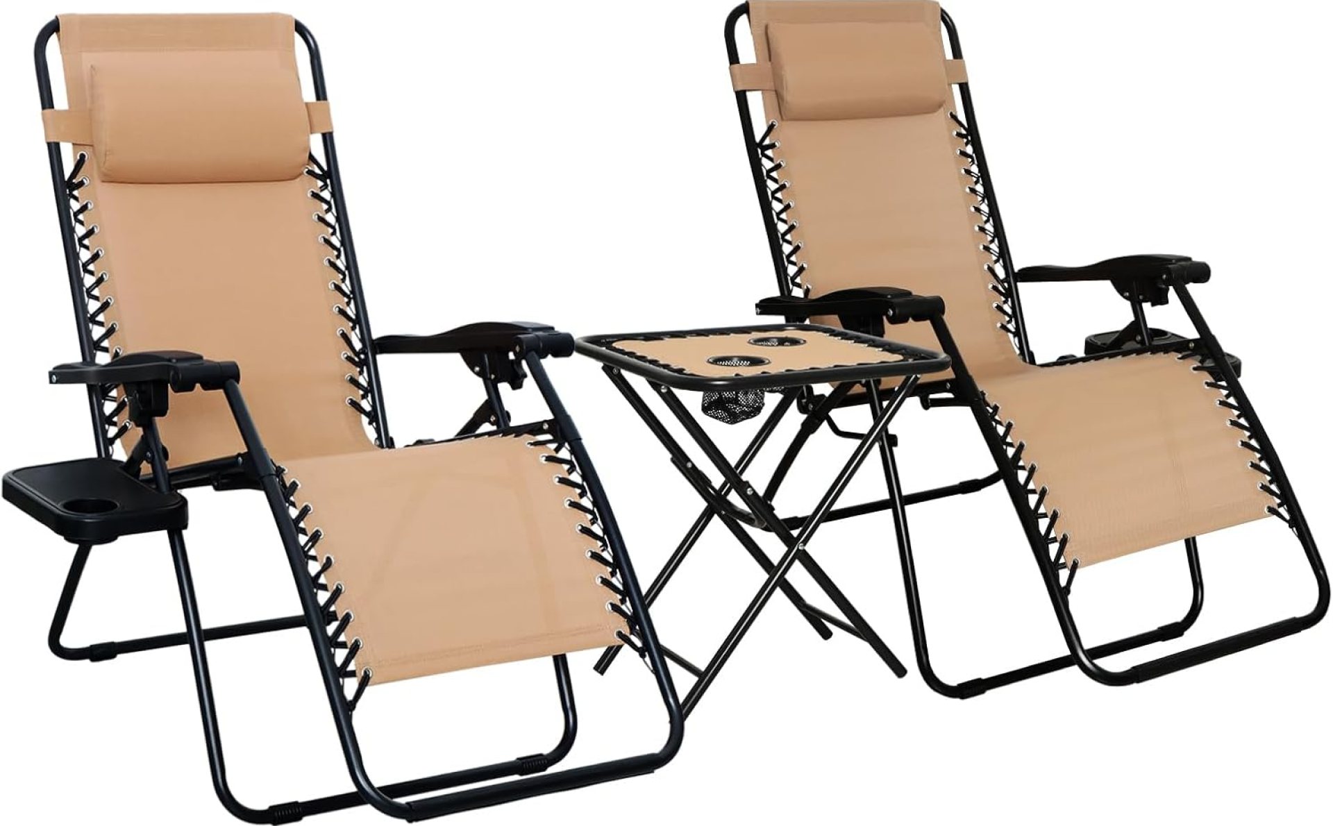 Amazon Basics Outdoor Mesh Adjustable Zero Gravity Lounge Chair Recliners with Side Table, 35 x 26 x 43 inches, Beige Amazon Basics Outdoor Mesh Adjustable Zero Gravity Lounge Chair Recliners with Side Table, 35 x 26 x 43 inches, Beige