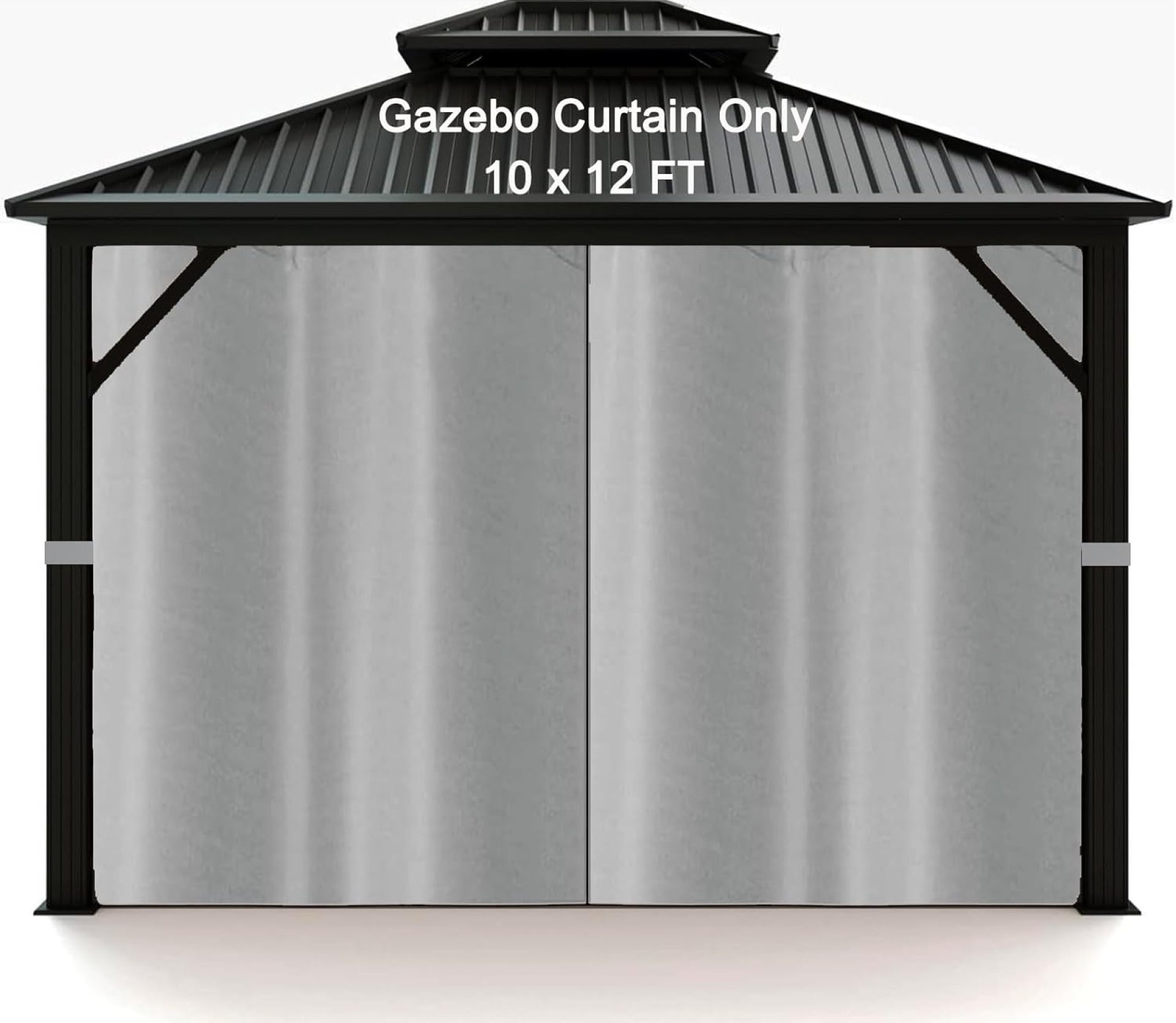 Gazebo Curtains 10x12ft,Privacy Replacement Sidewall 4-Panel Universal Shade Curtains Set,Protecting Side Walls (Only Curtain)-Silver Gazebo Curtains 10x12ft,Privacy Replacement Sidewall 4-Panel Universal Shade Curtains Set,Protecting Side Walls (Only Curtain)-Silver