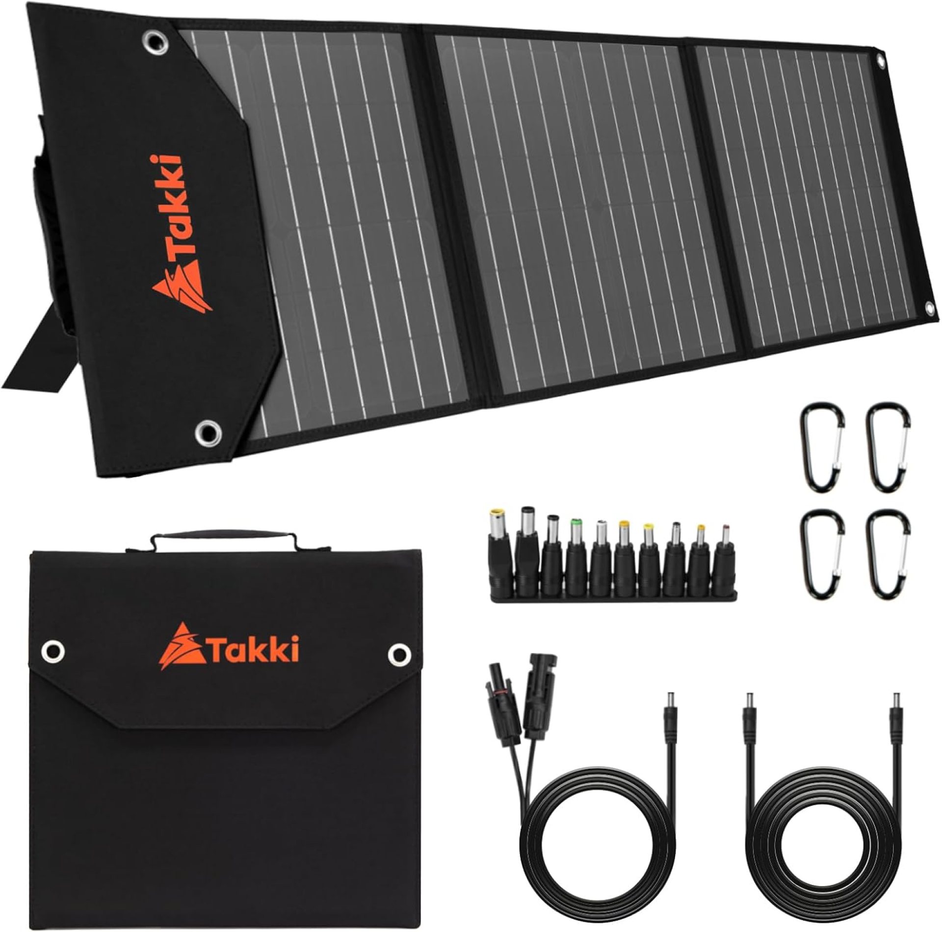 60W Solar Panel, Takki Foldable Solar Charger Kit with DC USB Type-C Outputs for Outdoor Camping Laptop Power Station Generator 60W Solar Panel, Takki Foldable Solar Charger Kit with DC USB Type-C Outputs for Outdoor Camping Laptop Power Station Generator