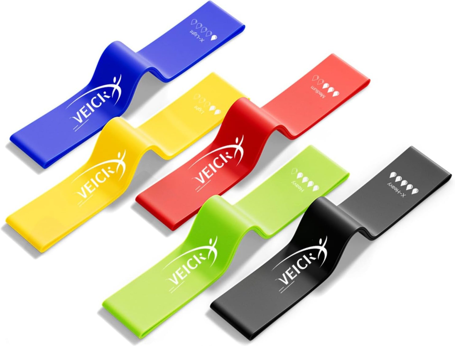 VEICK Resistance Loop Exercise Bands, Elastic Workout Bands for Men and Women, Set of 5 Different Resistance Levels Elastic Band for Home Fitness, Stretching, Strength Training, Physical Therap VEICK Resistance Loop Exercise Bands, Elastic Workout Bands for Men and Women, Set of 5 Different Resistance Levels Elastic Band for Home Fitness, Stretching, Strength Training, Physical Therap