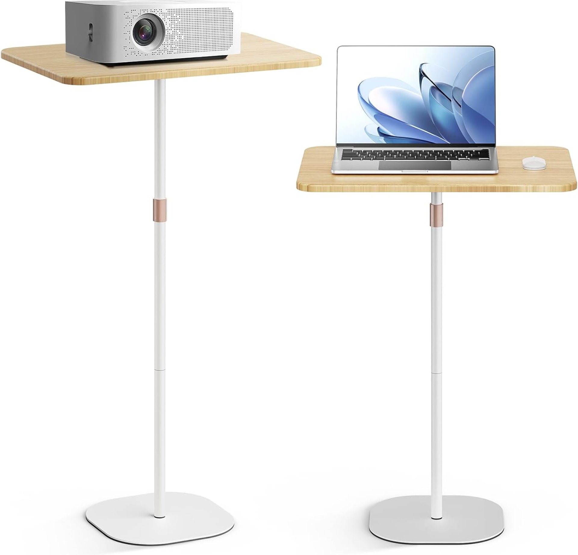 Portable Laptop Floor Stand, Bedside/Sofa Table with Height Adjustable 18”~47”, Stylish Movable Workstation Floor Standing Desk for Office, Meeting Room, Living Room Easy Assembly, White Portable Laptop Floor Stand, Bedside/Sofa Table with Height Adjustable 18”~47”, Stylish Movable Workstation Floor Standing Desk for Office, Meeting Room, Living Room Easy Assembly, White