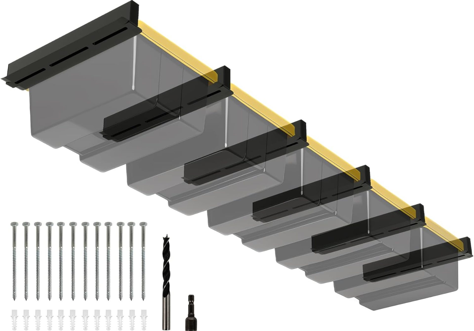 5-bin Overhead Garage Storage Rack, Heavy Duty Ceiling Storage Racks, Powder Coated Tote Storage Rack for Garages, Sheds, Storerooms (6 PCS, for 5 Bins) 5-bin Overhead Garage Storage Rack, Heavy Duty Ceiling Storage Racks, Powder Coated Tote Storage Rack for Garages, Sheds, Storerooms (6 PCS, for 5 Bins)