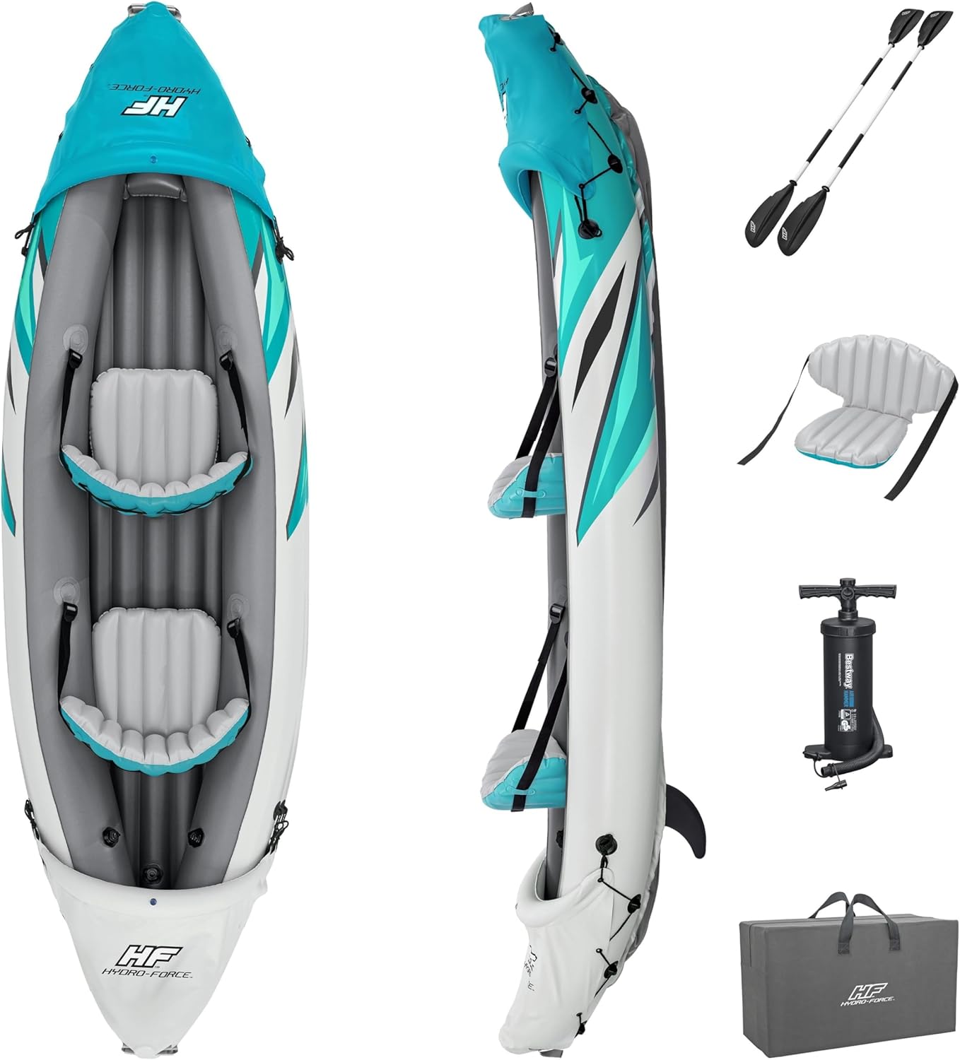 Bestway Hydro Force Inflatable Kayak Set | Includes Seat, Paddle, Hand Pump, Storage Carry Bag | Great for Adults, Kids and Families Bestway Hydro Force Inflatable Kayak Set | Includes Seat, Paddle, Hand Pump, Storage Carry Bag | Great for Adults, Kids and Families