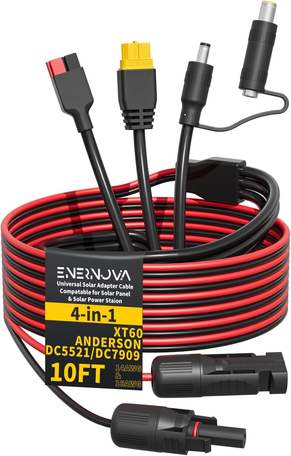 Solar Panel Adapter Kit, 10Ft Solar Charge Cable 4-in-1 Adapter Cable (XT60, Anderson, DC5521, DC7909) Adapter Connector Kit for Solar Panel Portable Power Station Solar Generator(14AWG & 16AWG) Solar Panel Adapter Kit, 10Ft Solar Charge Cable 4-in-1 Adapter Cable (XT60, Anderson, DC5521, DC7909) Adapter Connector Kit for Solar Panel Portable Power Station Solar Generator(14AWG & 16AWG)