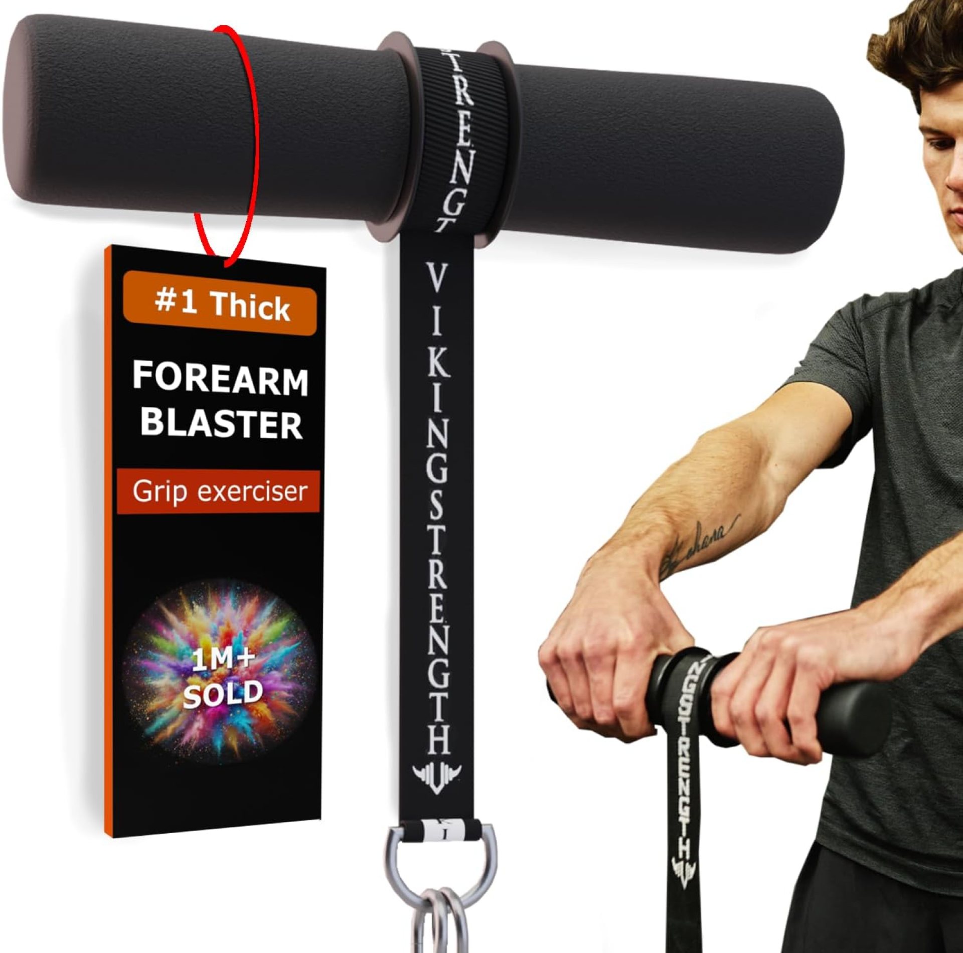 Vikingstrength Forearm Strengthener with Patented Thick Handles – Wrist Roller for Forearm Exercise, Grip Strength, and Injury Prevention Vikingstrength Forearm Strengthener with Patented Thick Handles – Wrist Roller for Forearm Exercise, Grip Strength, and Injury Prevention