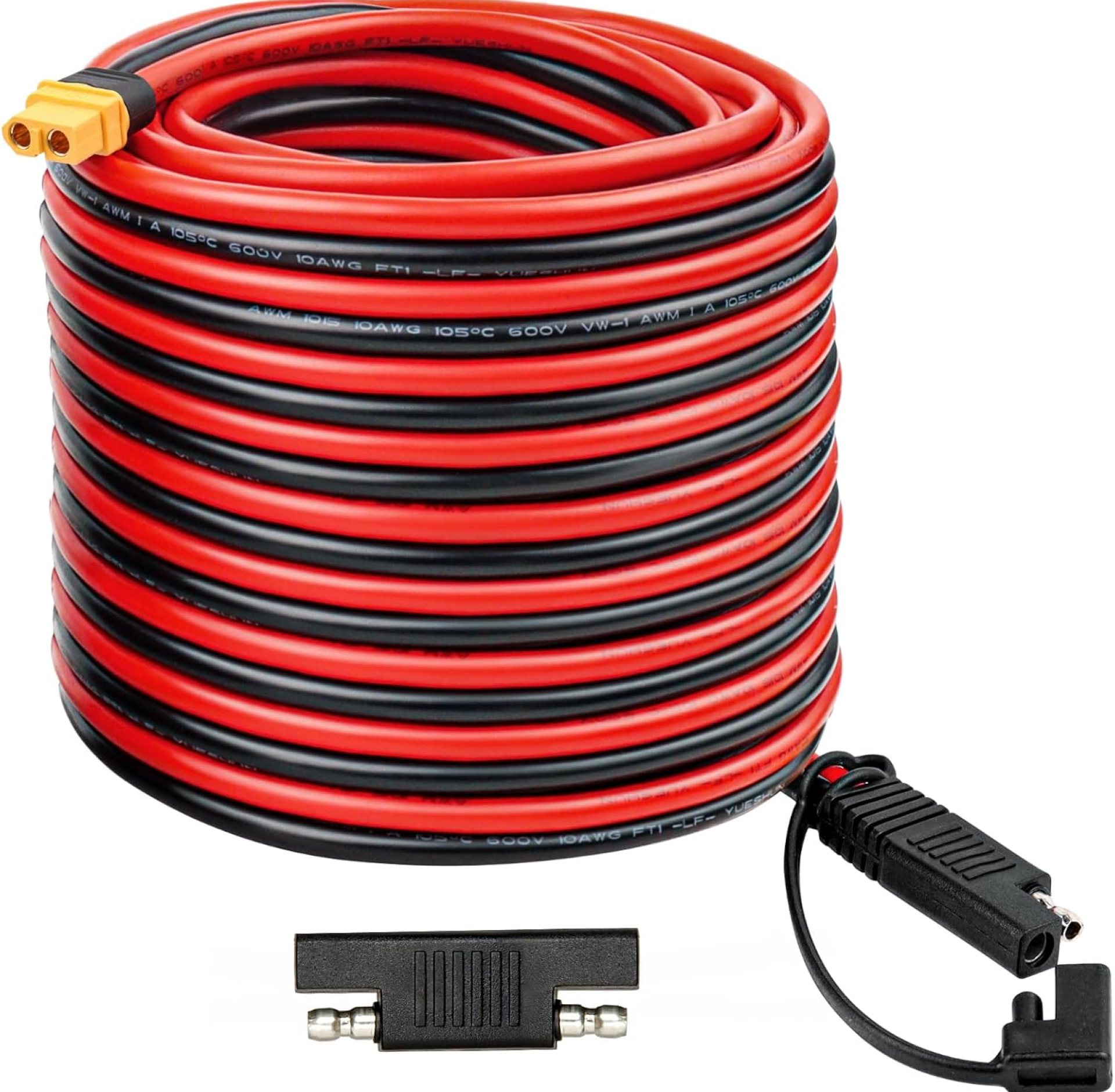 10AWG SAE to XT60 Connector Extension Cable 30FT, XT60 Female to SAE Cable with SAE Polarity Reverse Adapter for Portable Power Station Solar Panel Solar Generator 10AWG SAE to XT60 Connector Extension Cable 30FT, XT60 Female to SAE Cable with SAE Polarity Reverse Adapter for Portable Power Station Solar Panel Solar Generator
