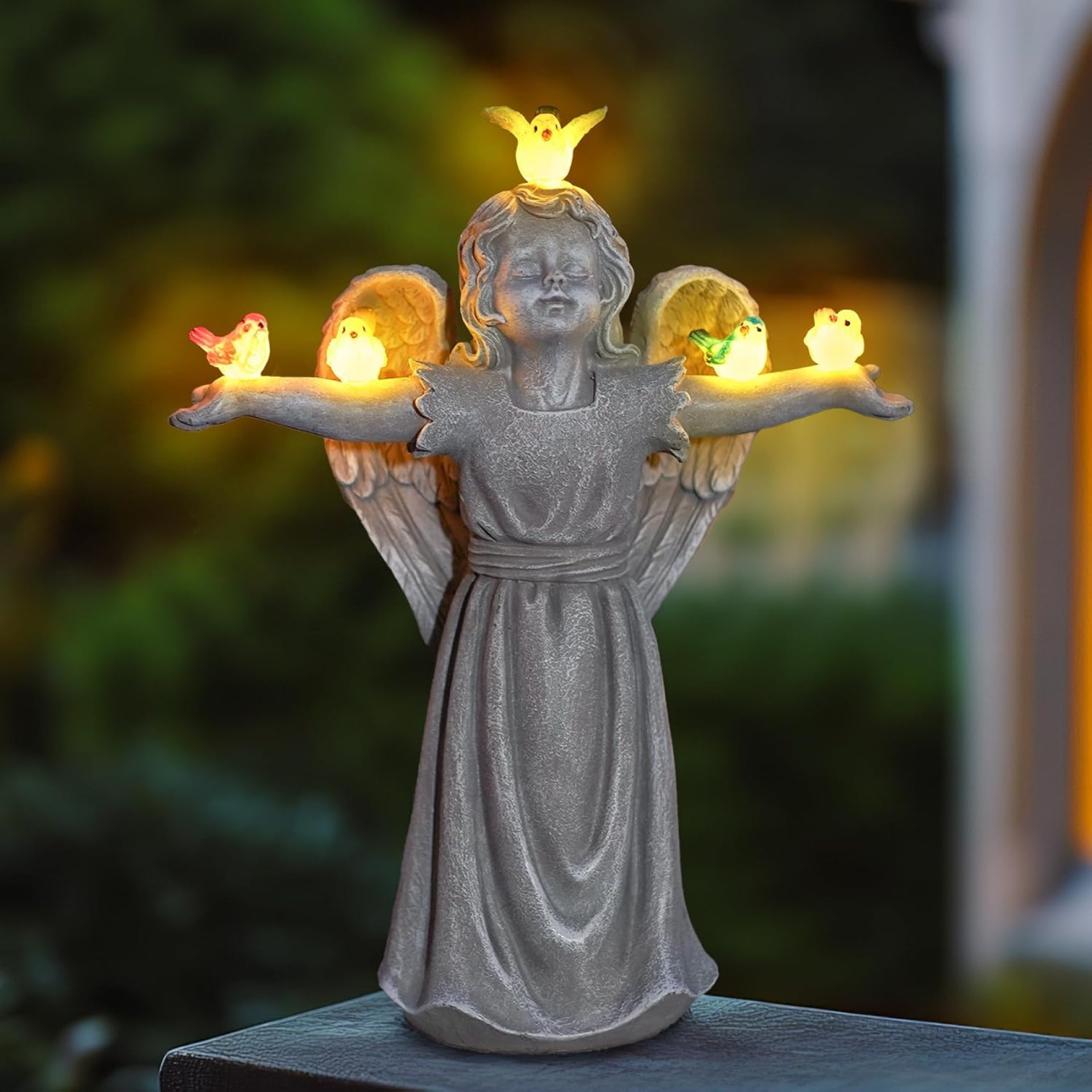 MININOVA Outdoor Garden Statue Angel and Birds with Solar Light Decorations for Outside Resin Sculpture for Yard Patio Porch Balcony Housewarming Birthday Gifts for Women MININOVA Outdoor Garden Statue Angel and Birds with Solar Light Decorations for Outside Resin Sculpture for Yard Patio Porch Balcony Housewarming Birthday Gifts for Women