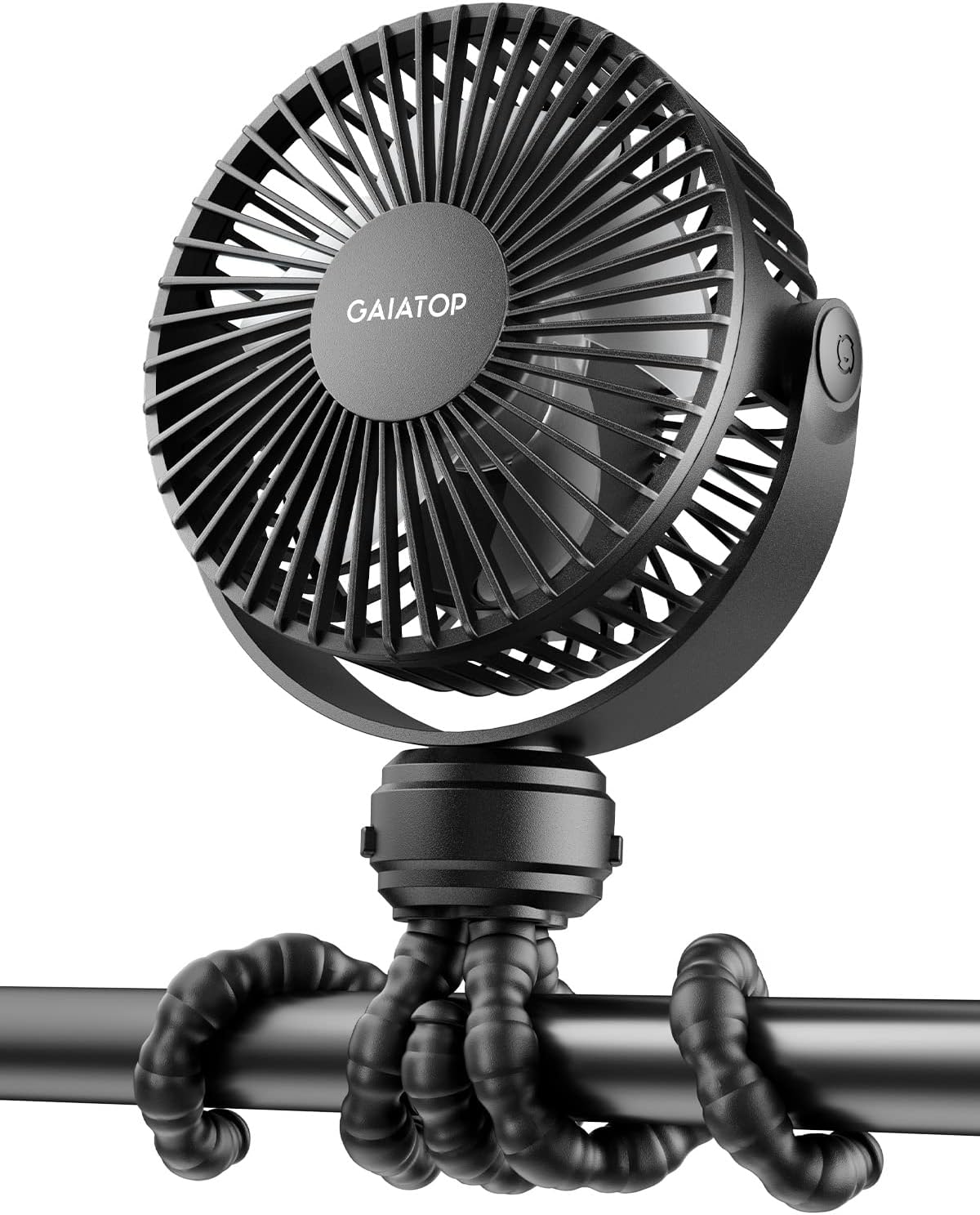 Gaiatop Mini Portable Stroller Fan, Battery Operated Small Clip on, Detachable 3 Speed Rechargeable, 360° Rotate Flexible Tripod Better Cooling for Car Seat Crib Treadmill Travel Black Gaiatop Mini Portable Stroller Fan, Battery Operated Small Clip on, Detachable 3 Speed Rechargeable, 360° Rotate Flexible Tripod Better Cooling for Car Seat Crib Treadmill Travel Black