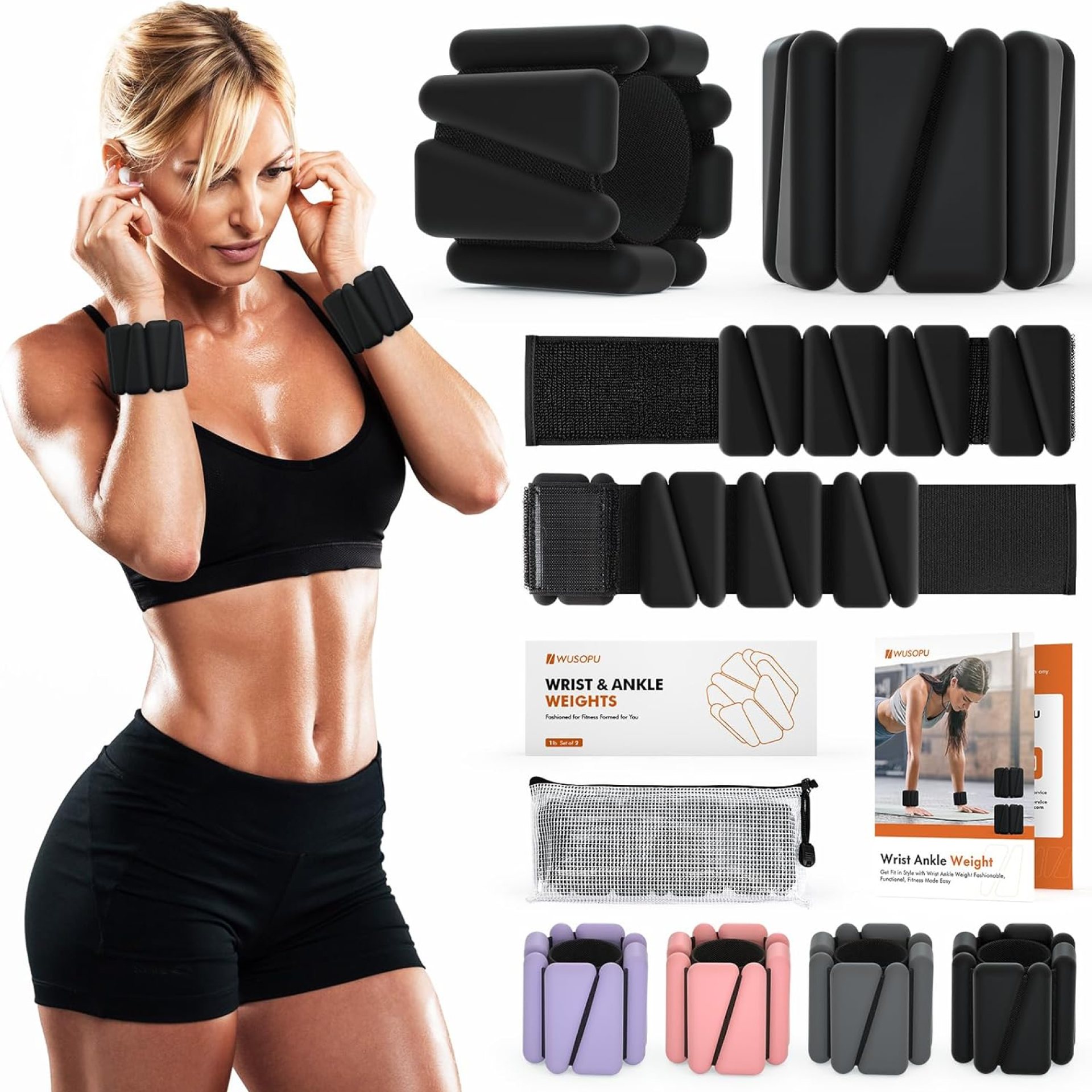 Wrist Weights, Ankle Weights for Women Men, Adjustable Wrist Weighted Bracelet for Home Gym Workout, Running, Yoga, Exercise, Strength Training, Set of 2 (1LB Each) Wrist Weights, Ankle Weights for Women Men, Adjustable Wrist Weighted Bracelet for Home Gym Workout, Running, Yoga, Exercise, Strength Training, Set of 2 (1LB Each)