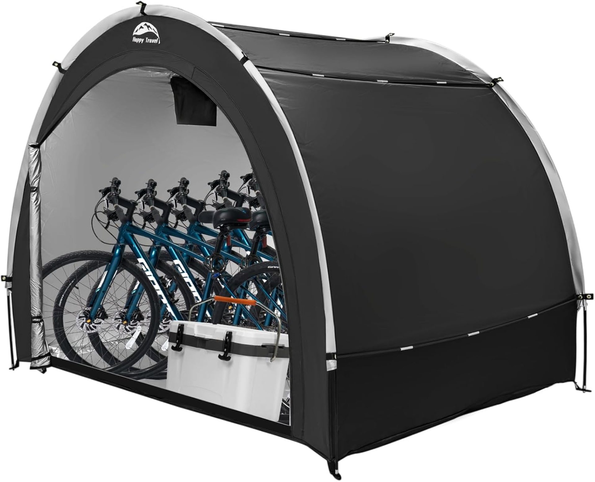 Happy Travel Bike Storage Tent Shed,Large Outdoor Waterproof Bicycle Covers Shelter with Window for 2/4/6/8 Bikes,Oversized Outside Portable Sheds for Lawn Mower,Garden Tools (Black) Happy Travel Bike Storage Tent Shed,Large Outdoor Waterproof Bicycle Covers Shelter with Window for 2/4/6/8 Bikes,Oversized Outside Portable Sheds for Lawn Mower,Garden Tools (Black)