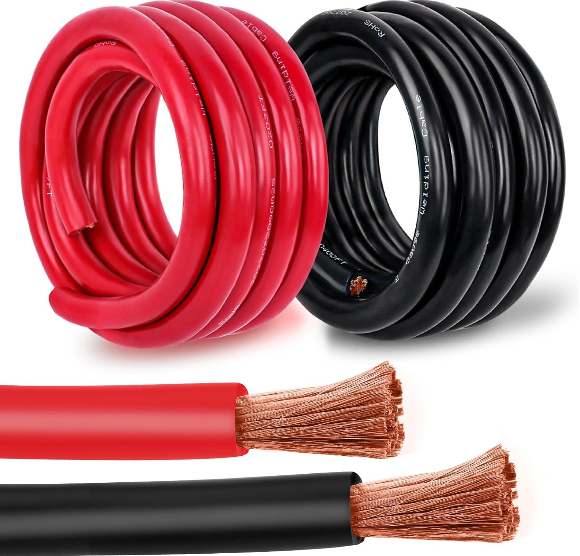 6 Gauge Battery Cable Copper Wire, 50FT Red+50FT Black 6 AWG Welding Cable Standard USA OFC Wire for Automotive, Battery, Solar, Marine and Generator 6 Gauge Battery Cable Copper Wire, 50FT Red+50FT Black 6 AWG Welding Cable Standard USA OFC Wire for Automotive, Battery, Solar, Marine and Generator