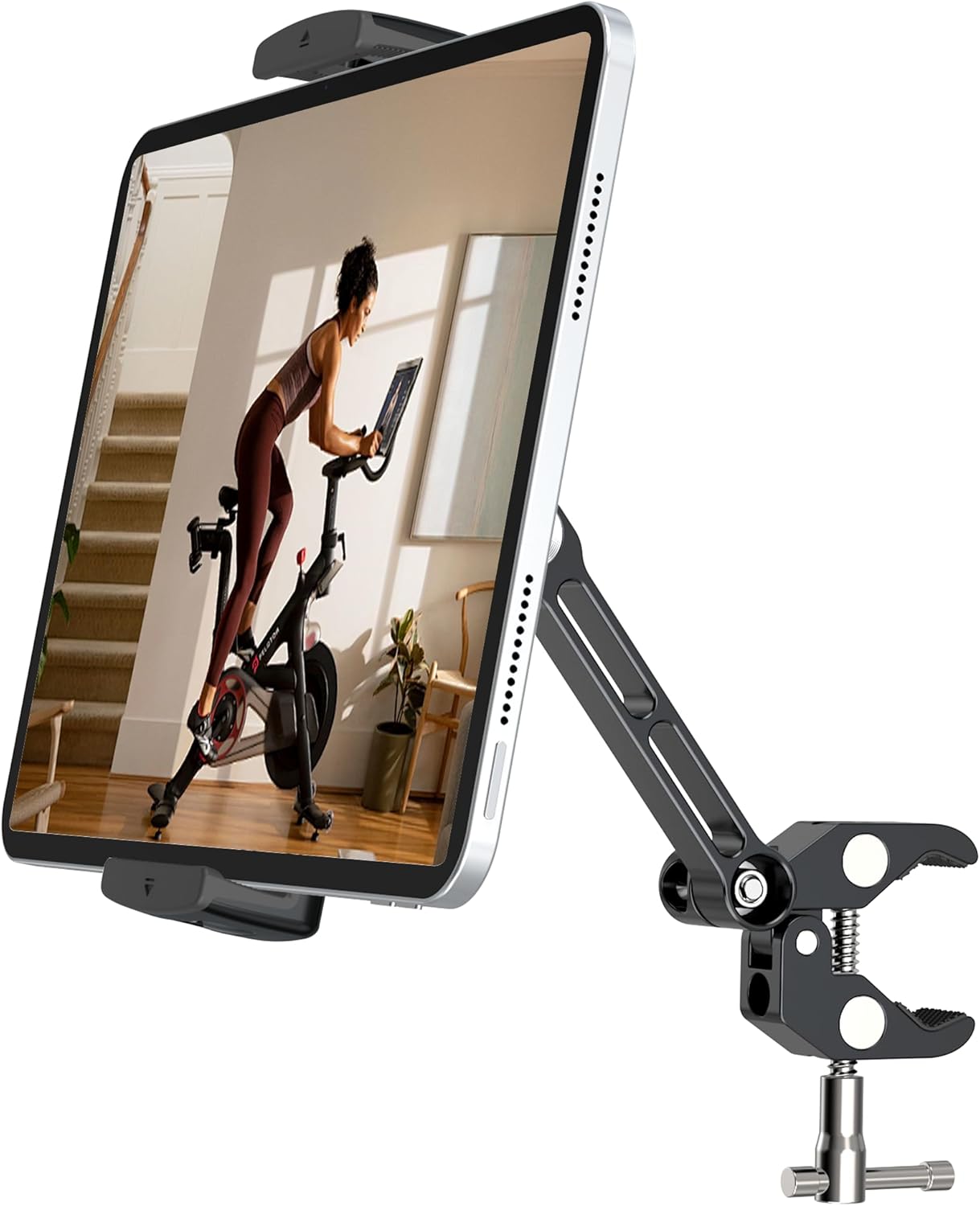 Aluminium Tablet Mount Clamp for Spin Bike, Stationary Bicycle, Treadmill, Stroller Indoor Bike, Peloton, Elliptical – Compatible with 4.7-13″ Tablet, iPad Pro, Air, Mini, Galaxy Tab Aluminium Tablet Mount Clamp for Spin Bike, Stationary Bicycle, Treadmill, Stroller Indoor Bike, Peloton, Elliptical – Compatible with 4.7-13″ Tablet, iPad Pro, Air, Mini, Galaxy Tab