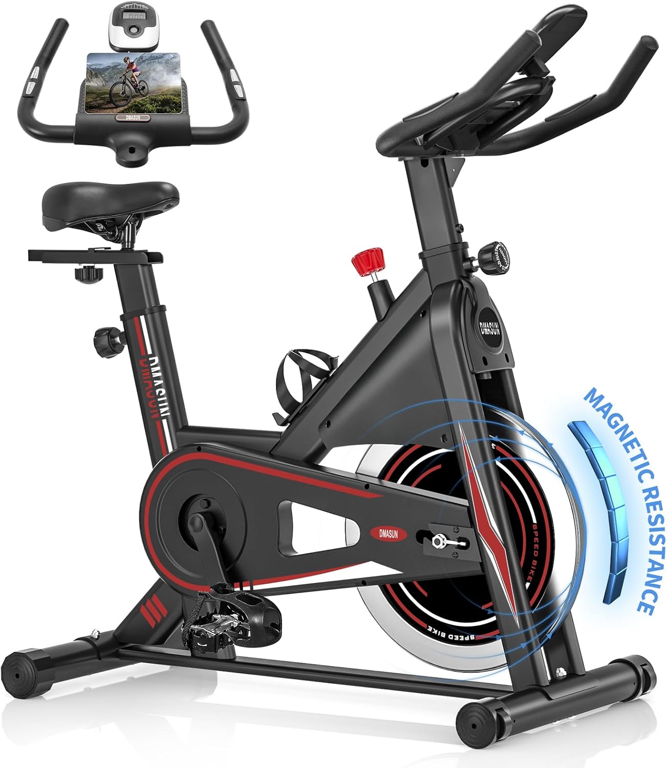 Exercise Bike, DMASUN Silent Magnetic Resistance Stationary Bike for Home with 330LB Capacity, Workout Bike with Comfortable Seat Cushion, Digital Display with Pulse Exercise Bike, DMASUN Silent Magnetic Resistance Stationary Bike for Home with 330LB Capacity, Workout Bike with Comfortable Seat Cushion, Digital Display with Pulse