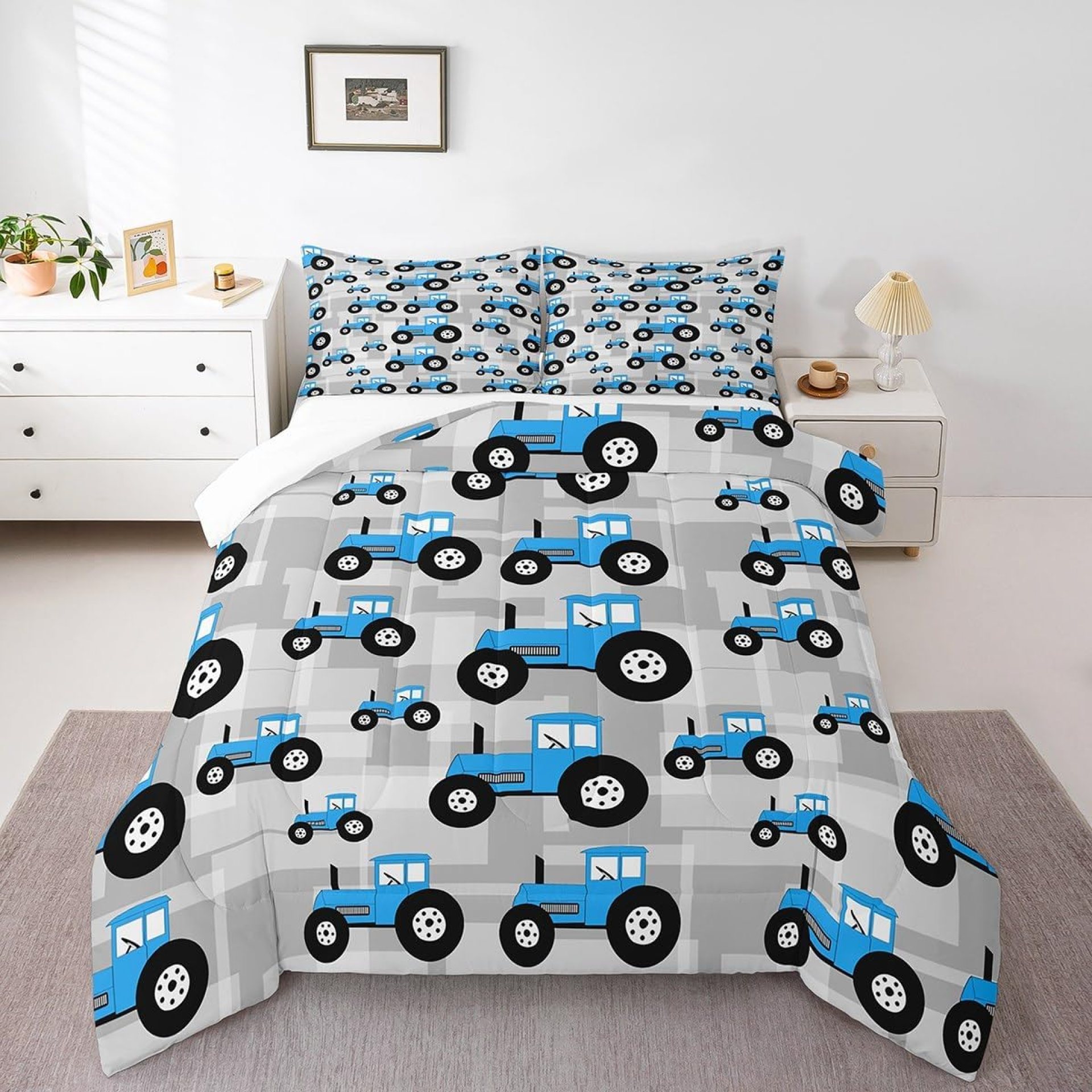 Blue Tractor Comforter Cartoon Car Comforter Set for Boys Girls Farm Equipment Trucks Bedding Set Harvester Tractor Duvet Set Full Size Quilt 3Pcs Boys Blue Tractor Comforter Cartoon Car Comforter Set for Boys Girls Farm Equipment Trucks Bedding Set Harvester Tractor Duvet Set Full Size Quilt 3Pcs Boys