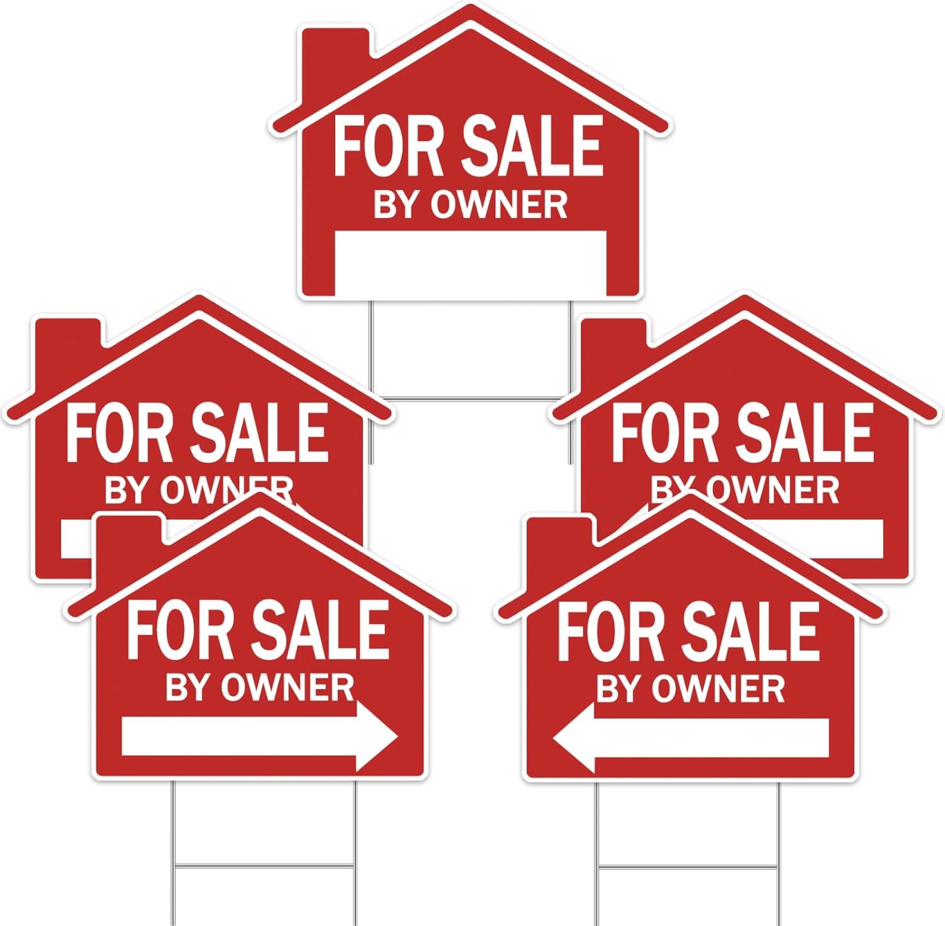 5 Pcs 18 x 14 inches For Sale by Owner Yard Sign Double Sided Yard Signs with 5 Pcs Metal H Stakes Directional Arrow For Sale Signs for Real Estate House Home Owners Garden Yard Sign, Red and White 5 Pcs 18 x 14 inches For Sale by Owner Yard Sign Double Sided Yard Signs with 5 Pcs Metal H Stakes Directional Arrow For Sale Signs for Real Estate House Home Owners Garden Yard Sign, Red and White