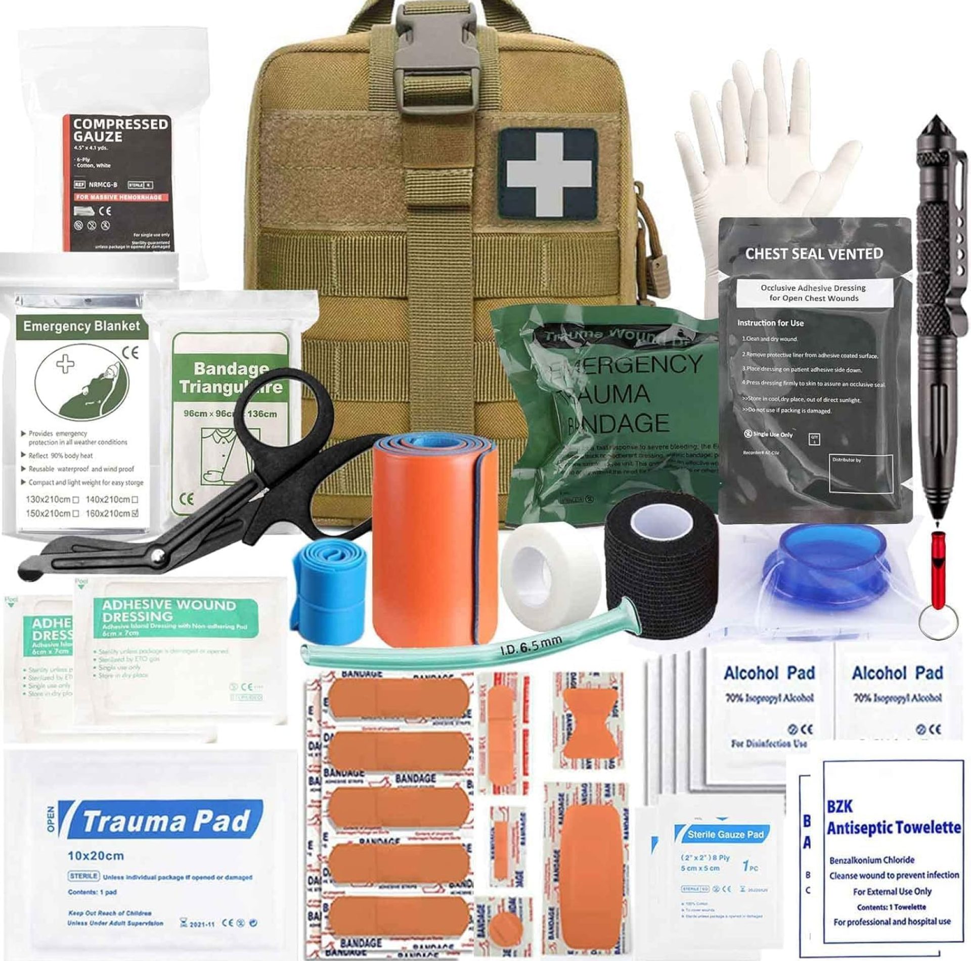 Ifak Trauma Kit, 74 Piece Upgrade Tactical First Aid Supplies, Molle Ifak Pouch Rip Away Refill Supplies for Survival Camping Hiking Travel Ifak Trauma Kit, 74 Piece Upgrade Tactical First Aid Supplies, Molle Ifak Pouch Rip Away Refill Supplies for Survival Camping Hiking Travel
