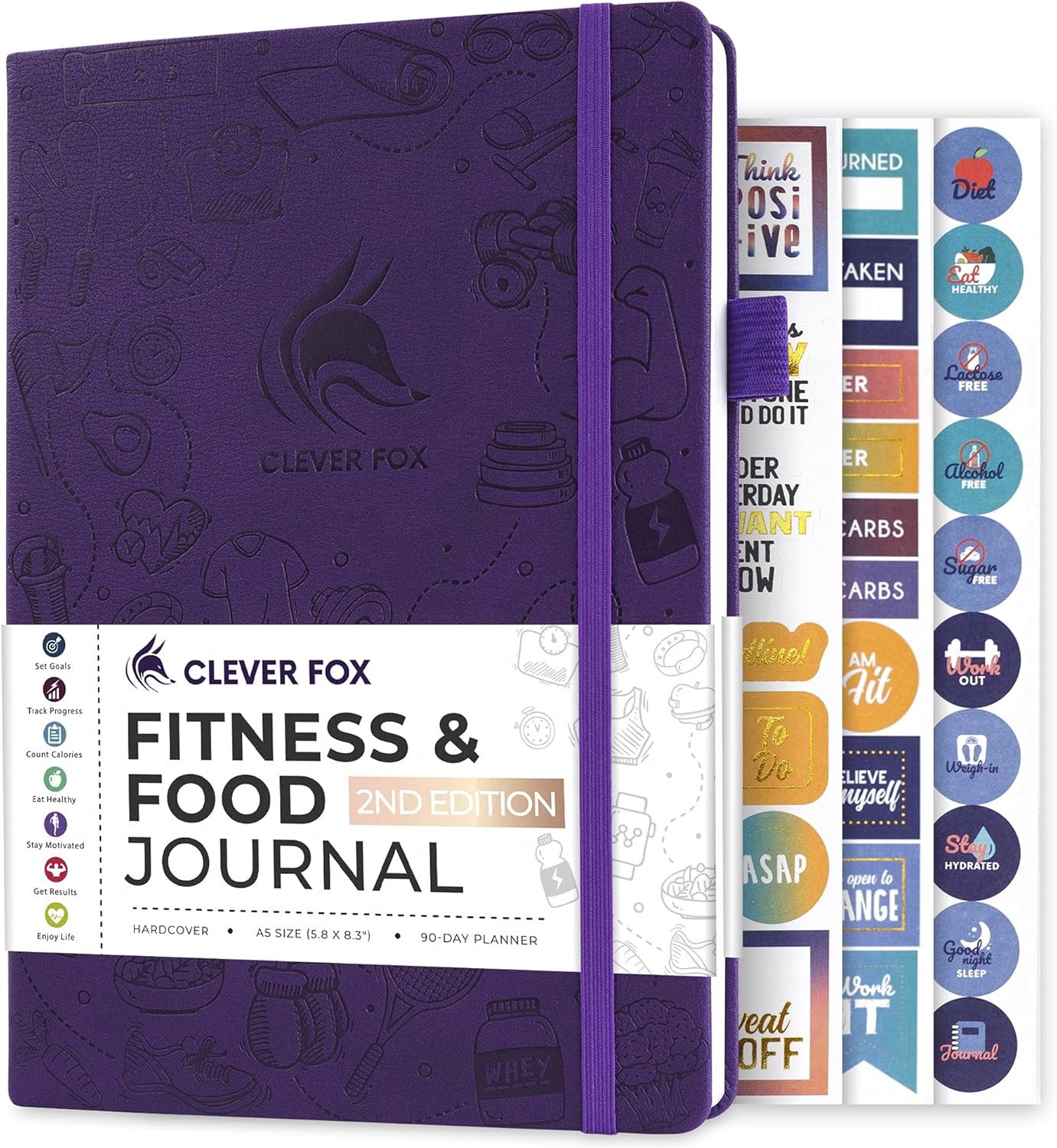 Clever Fox Fitness & Food Journal – Nutrition & Workout Planner for Women & Men – Diet & Gym Exercise Log Book with Calendars, Diet & Training Trackers – Undated, A5 Size, Hardcover (Purple) Clever Fox Fitness & Food Journal – Nutrition & Workout Planner for Women & Men – Diet & Gym Exercise Log Book with Calendars, Diet & Training Trackers – Undated, A5 Size, Hardcover (Purple)