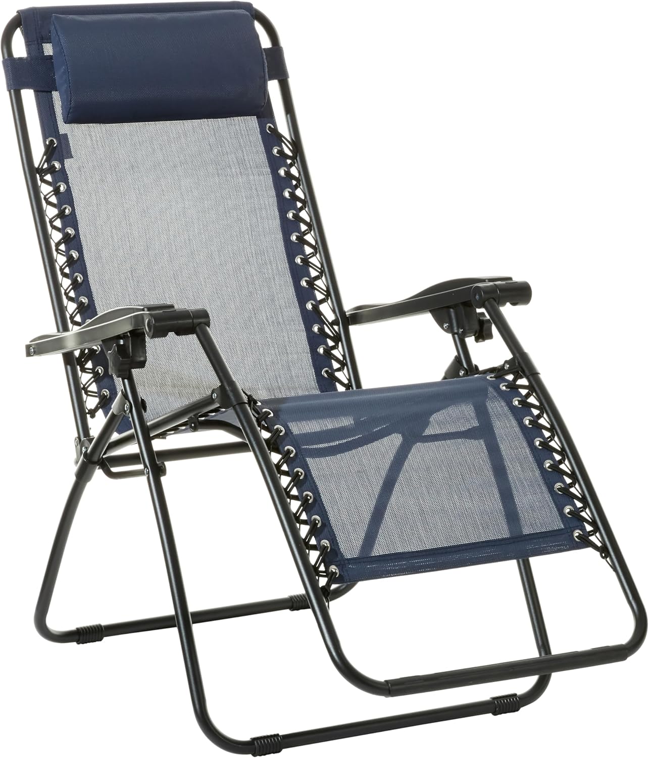 Amazon Basics Outdoor Textilene Adjustable Zero Gravity Folding Reclining Lounge Chair with Pillow, 26″, Navy Blue Amazon Basics Outdoor Textilene Adjustable Zero Gravity Folding Reclining Lounge Chair with Pillow, 26″, Navy Blue