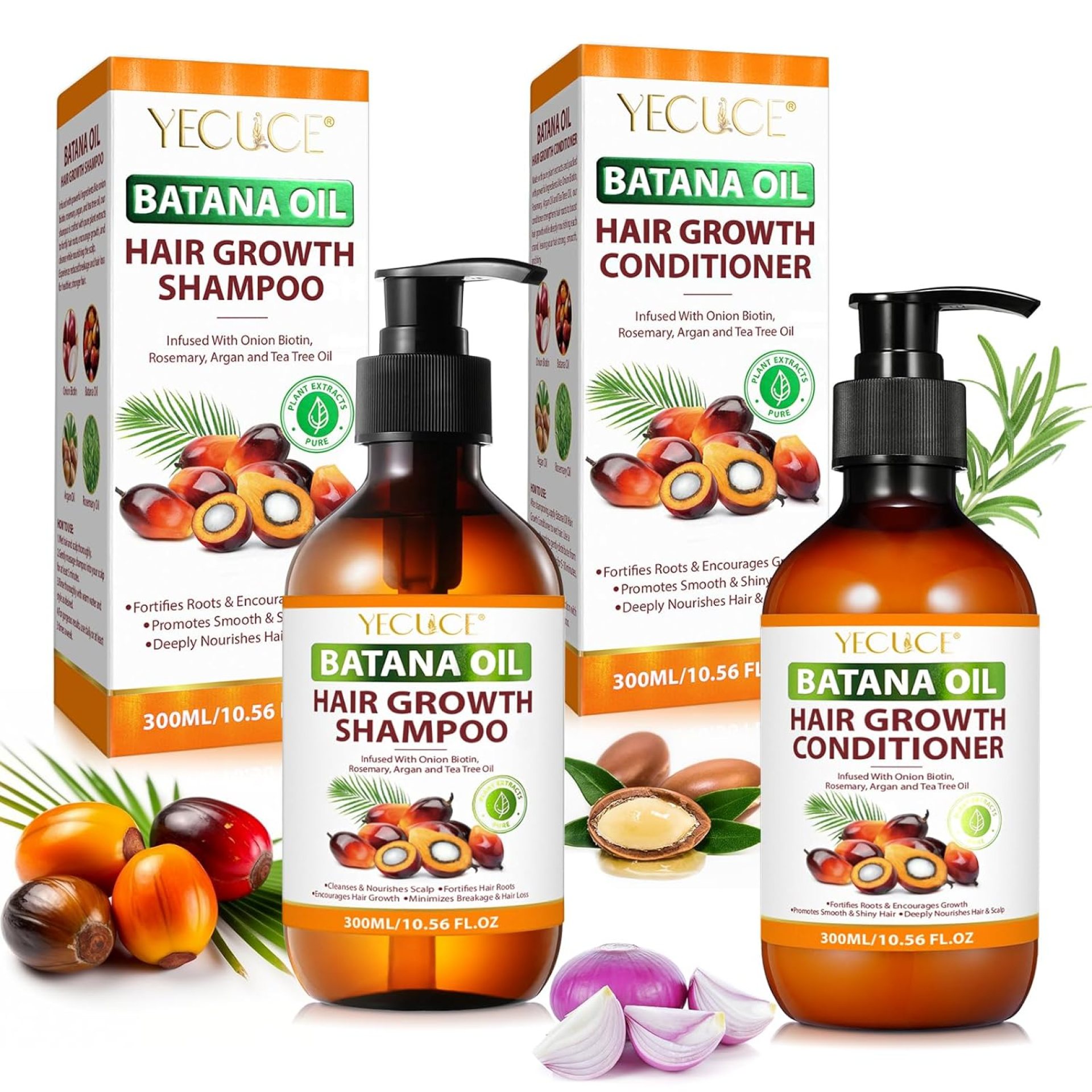 Batana Oil Shampoo and Conditioner Set 600ML, Organic Batana Oil with Onion Shampoo and Conditioner for Men and Women Daily Hair Care, Batana Oil for Hair Growth for Thinning Hair & Hair Loss Batana Oil Shampoo and Conditioner Set 600ML, Organic Batana Oil with Onion Shampoo and Conditioner for Men and Women Daily Hair Care, Batana Oil for Hair Growth for Thinning Hair & Hair Loss