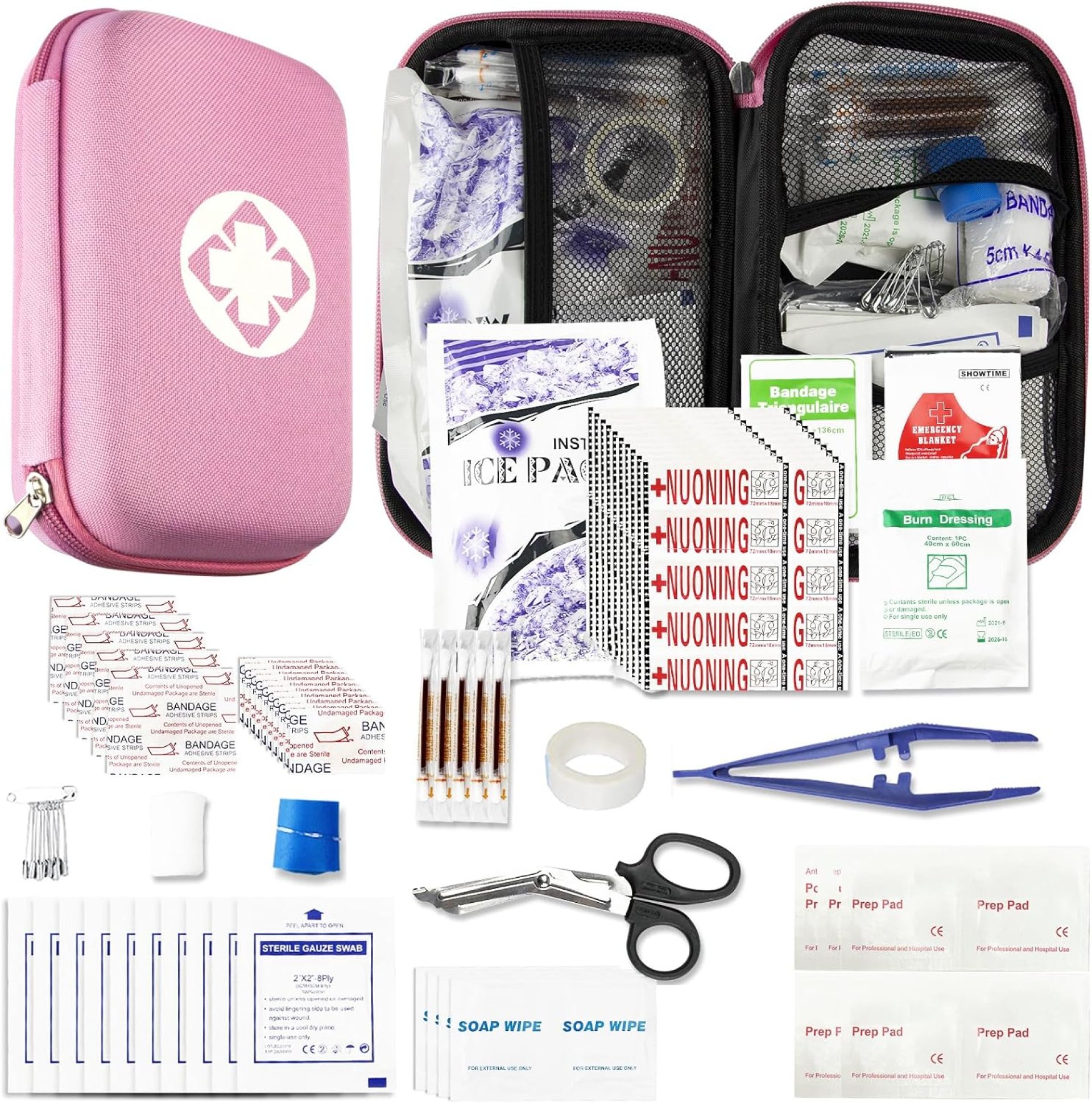 274PCS Travel First Aid Kit Supplies for Business, Emergency Backpacking Essentials Items Trauma First Aid Survival Kits for Outdoor Adventure, Pink Monoki 274PCS Travel First Aid Kit Supplies for Business, Emergency Backpacking Essentials Items Trauma First Aid Survival Kits for Outdoor Adventure, Pink Monoki