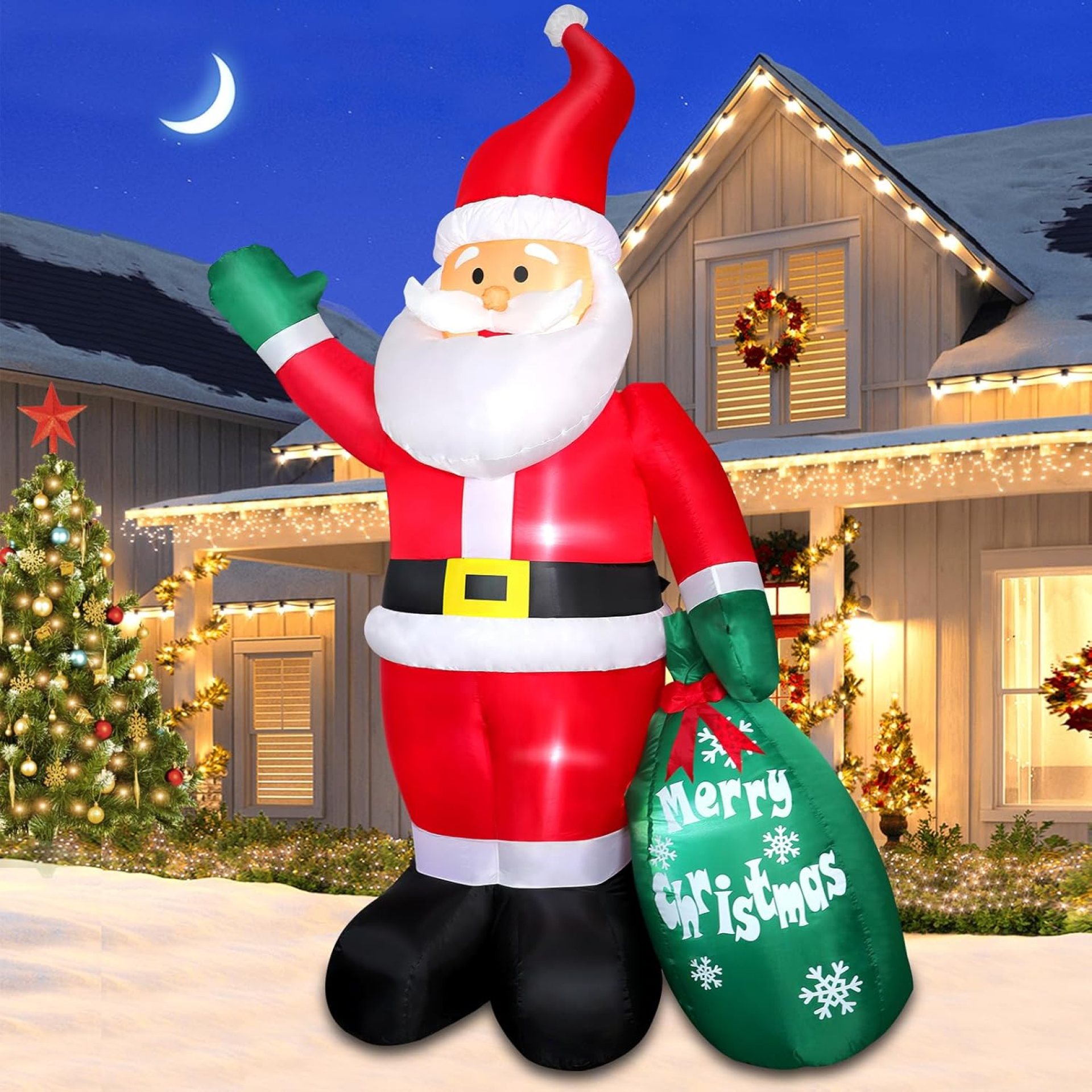 8 FT Christmas Inflatable Santa Claus Outdoor Decors for Yard, Xmas Blow up Santa Decoration with Big Gift Bag, Built-in LED Lights for Garden Patio Lawn Home Indoor Outside Winter Holiday Party 8 FT Christmas Inflatable Santa Claus Outdoor Decors for Yard, Xmas Blow up Santa Decoration with Big Gift Bag, Built-in LED Lights for Garden Patio Lawn Home Indoor Outside Winter Holiday Party