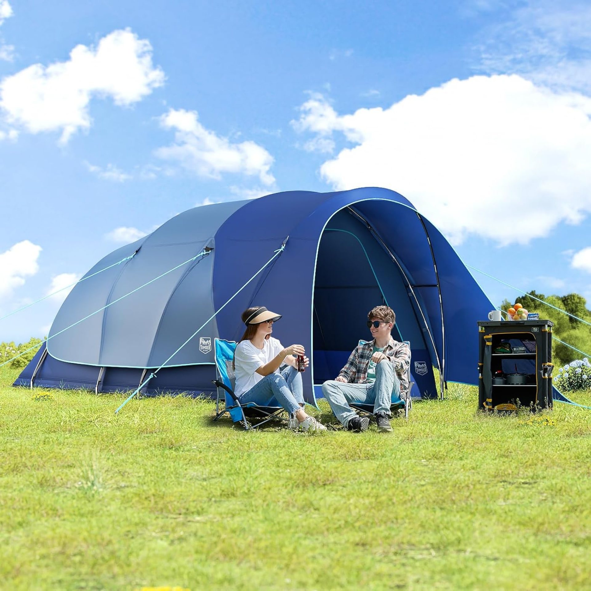 TIMBER RIDGE 8 Person Camping Tent with Large Porch, Portable Waterproof Windproof Family Tent with Rainfly Carry Bag Room Divider, Easy Set-up Tent with Excellent Ventilation for Camping, 3 Season TIMBER RIDGE 8 Person Camping Tent with Large Porch, Portable Waterproof Windproof Family Tent with Rainfly Carry Bag Room Divider, Easy Set-up Tent with Excellent Ventilation for Camping, 3 Season