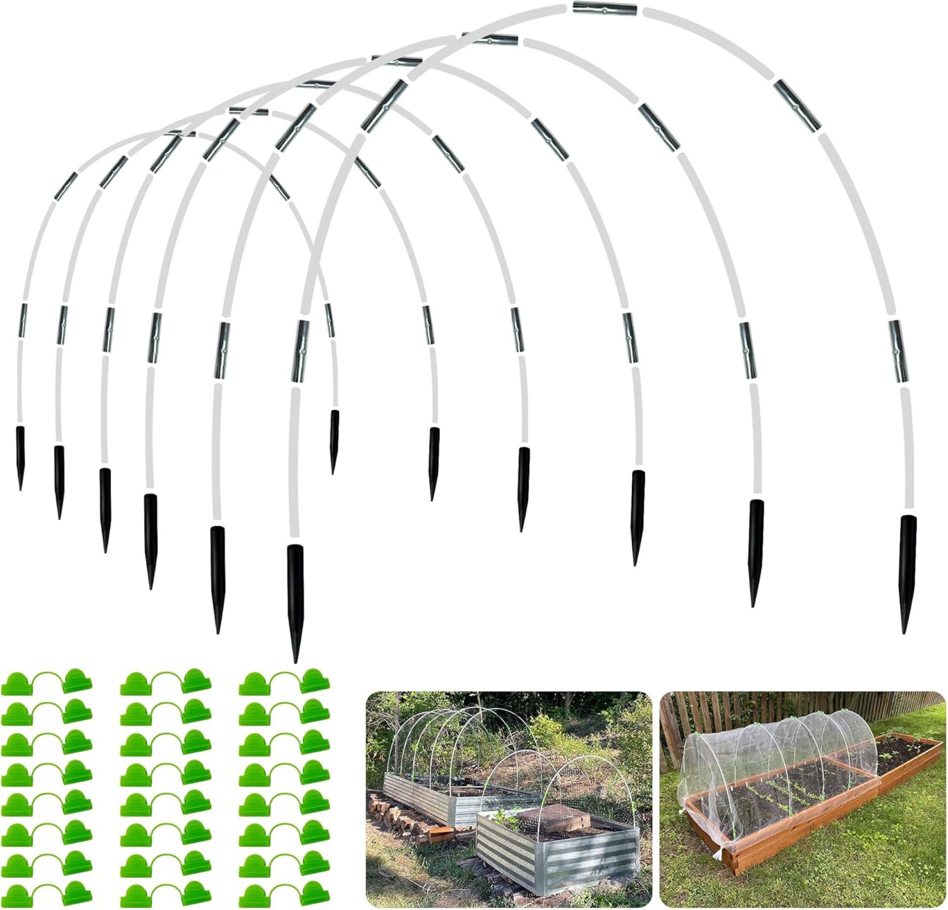 8FT Garden Hoops Grow Tunnel Kit – Rust-Free Fiberglass Frame for Raised Beds, 36pcs – DIY Plant Support for Garden Netting, Row Covers, and Greenhouse Protection 8FT Garden Hoops Grow Tunnel Kit – Rust-Free Fiberglass Frame for Raised Beds, 36pcs – DIY Plant Support for Garden Netting, Row Covers, and Greenhouse Protection