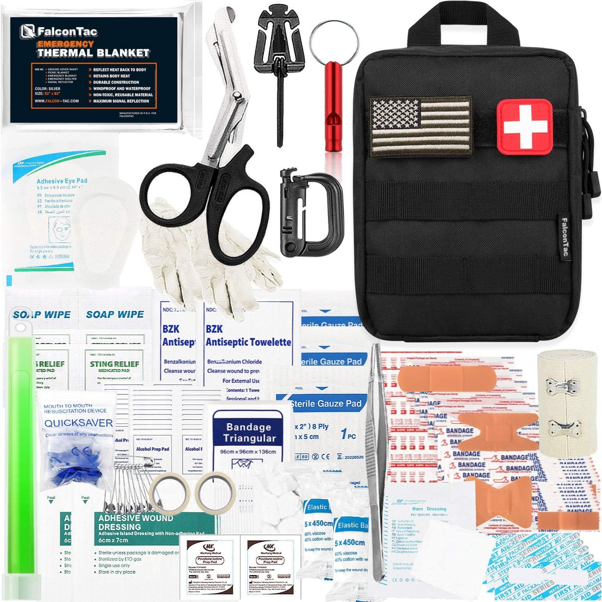 200 Pieces First Aid Kit IFAK Survival Kit Molle System Compatible Pouch, Emergency Kit Gift for Men, Dad, Husband, for Outdoor, Camping, Hunting, Hiking, Home, Earthquake, Disasters Black 200 Pieces First Aid Kit IFAK Survival Kit Molle System Compatible Pouch, Emergency Kit Gift for Men, Dad, Husband, for Outdoor, Camping, Hunting, Hiking, Home, Earthquake, Disasters Black